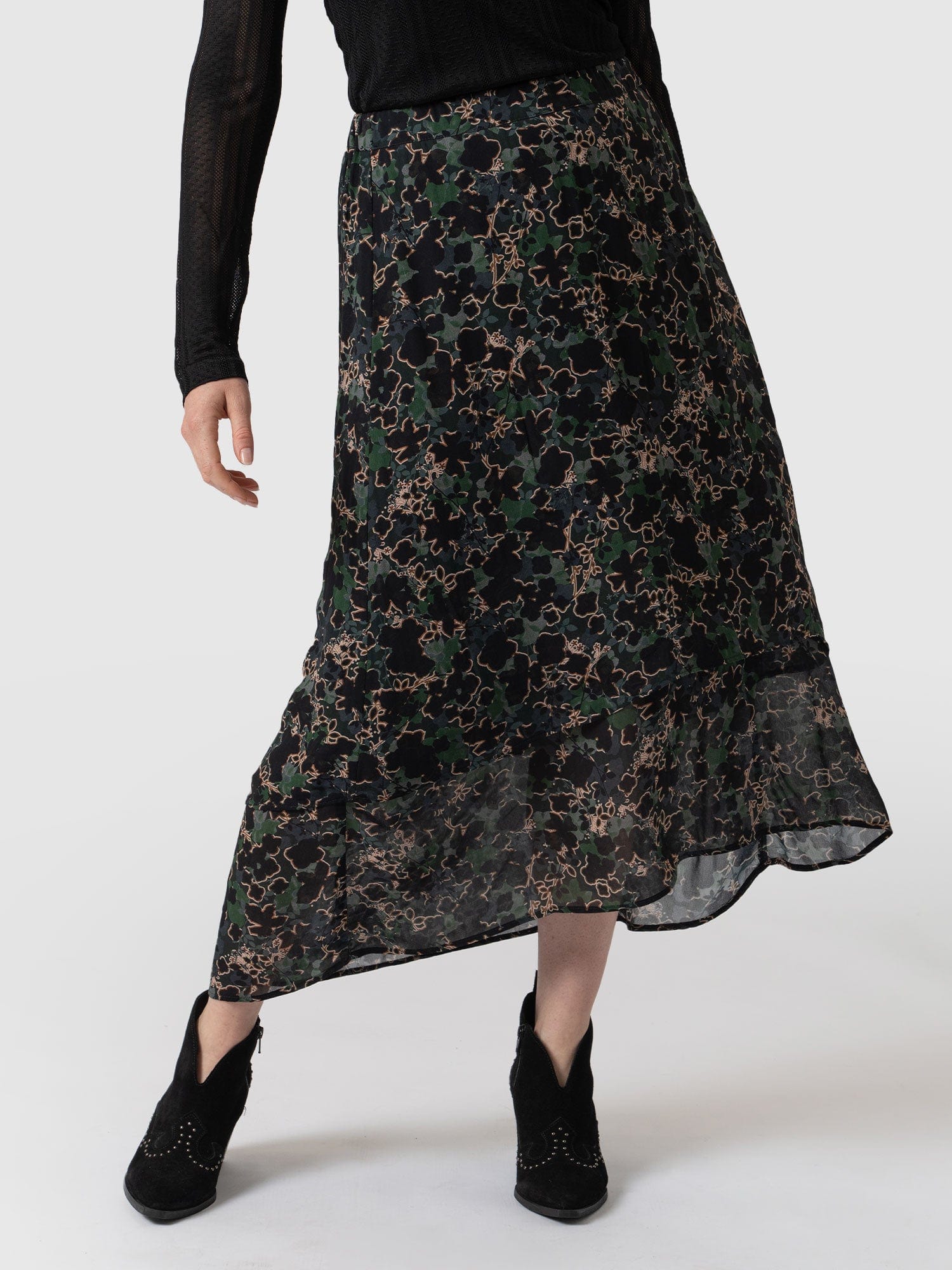 Etta Layered Skirt Green Twilight Floral - Women's Skirts | Saint + Sofia® USA